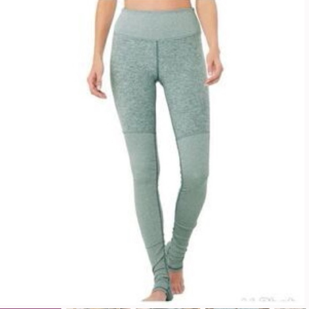 Alo Yoga High Waist Alosoft goodess leggings heathered ribbed in teal S NWOT